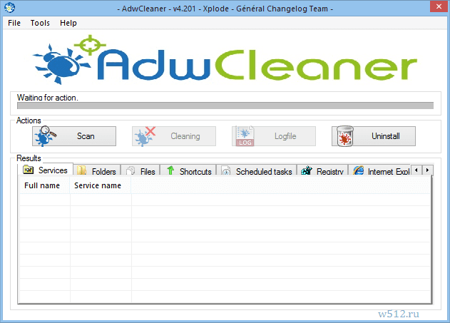 AdwCleaner: бесплатный AntiSpyware, антишпион. Скриншот программы
