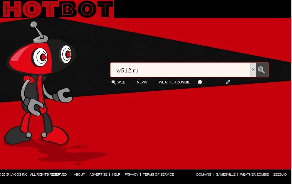 HotBot.com — поисковая система, которая не имеет своей собственной базы данных, а использует результаты других поисковых систем. Скриншот (screenshot)