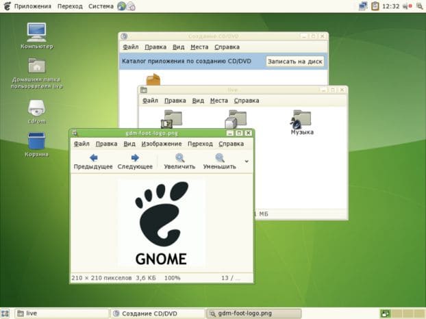 Обычная для Linux оболочка – Gnome