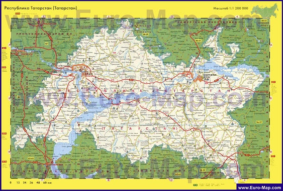 Карта автодорог Республики Татарстан. Автовокзалы, автостанции, справочные телефоны.
