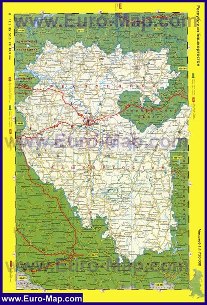 Карта автодорог Республики Башкортостан. Автовокзалы, автостанции, справочные телефоны.