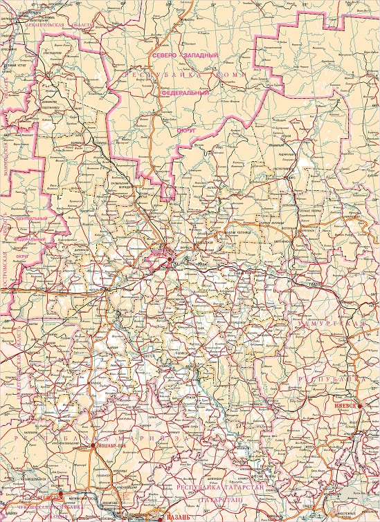 Карта автодорог Кировской области. Автовокзалы, справочные телефоны 