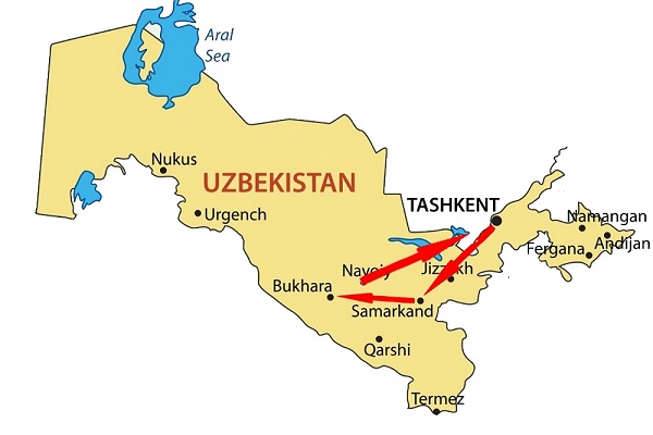 Карта Узбекистана. Справочная аэропортов Узбекистана