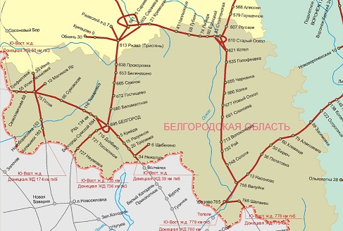 Схема железных дорог Белгородской области