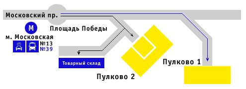 Схема проезда к аэропорту Пулково